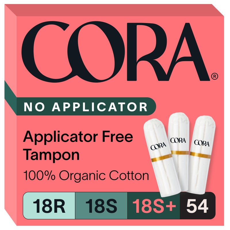 Cora Organic Non-Applicator Tampons Multipack (18 Regular, 18 Super, 18 Super Plus Non-Applicator Tampons) - Image 1